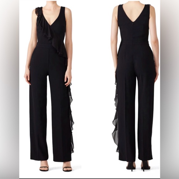 connected apparel Pants - Connected Women’s Ruffled Jumpsuit Elegant Black Tie Event Plus Size 20W NEW